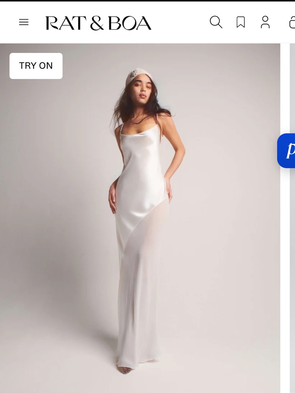 Rat & Boa Ivory Satin Slip Maxi Dress